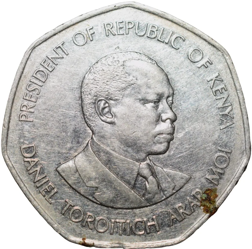 Nickel Plated Steel 5 Shillings of Kenya Country (AD 1994) President Daniel Toroitch Arap Moi