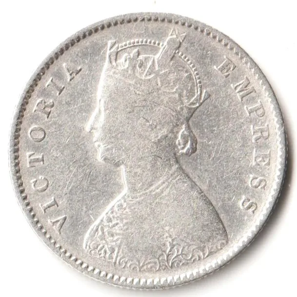 Rare Half Rupee 1893 of Calcutta Mint of Victoria Collectible British India Silver Coin