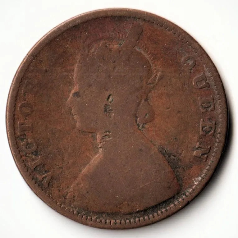 Rare 1/2 Half Anna Unknown Date Copper Coin of Victoria Queen British India Coinage