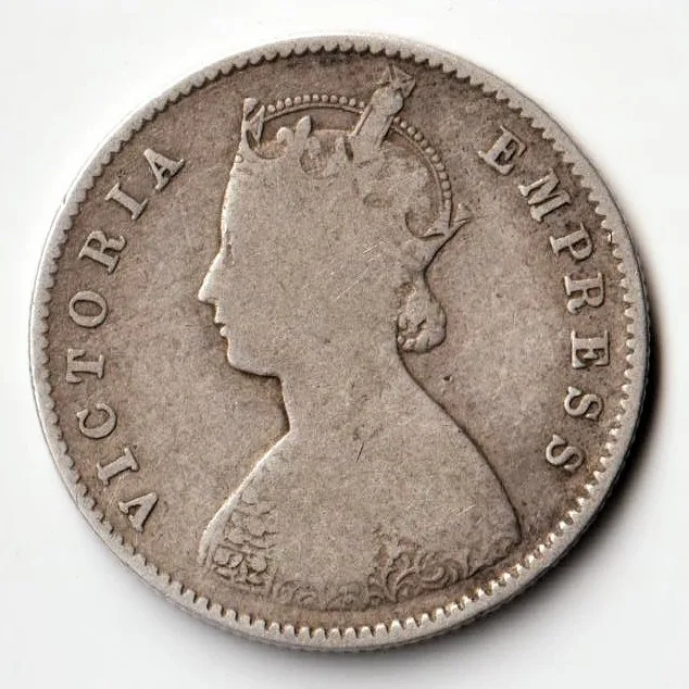 Extremely Rare Half Rupee India 1898 Silver Coin Victoria Empress British India Coinage