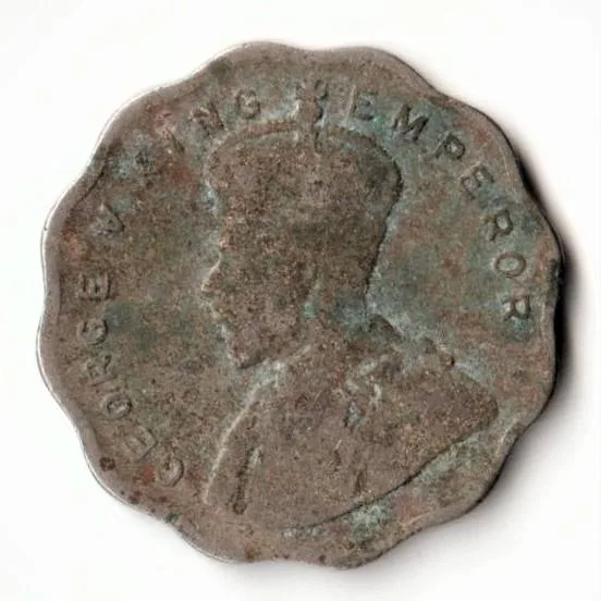 Rare One Anna 1930 Copper-Nickel Coin of Calcutta Mint King George V British India Coinage