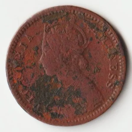 Extremely Rare 1/12 Anna 1888 of Dewas State Copper Coin Princely State of Dewas Victoria Empress
