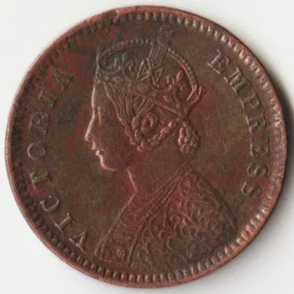 Extremely Rare and Fine 1/12 Anna 1886 Copper Coin of Victoria Empress British India Coinage