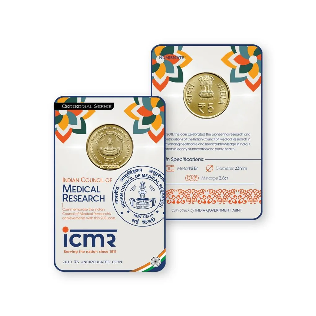 Rs 5 India Government Issue ICMR Single Coin Blister Pack