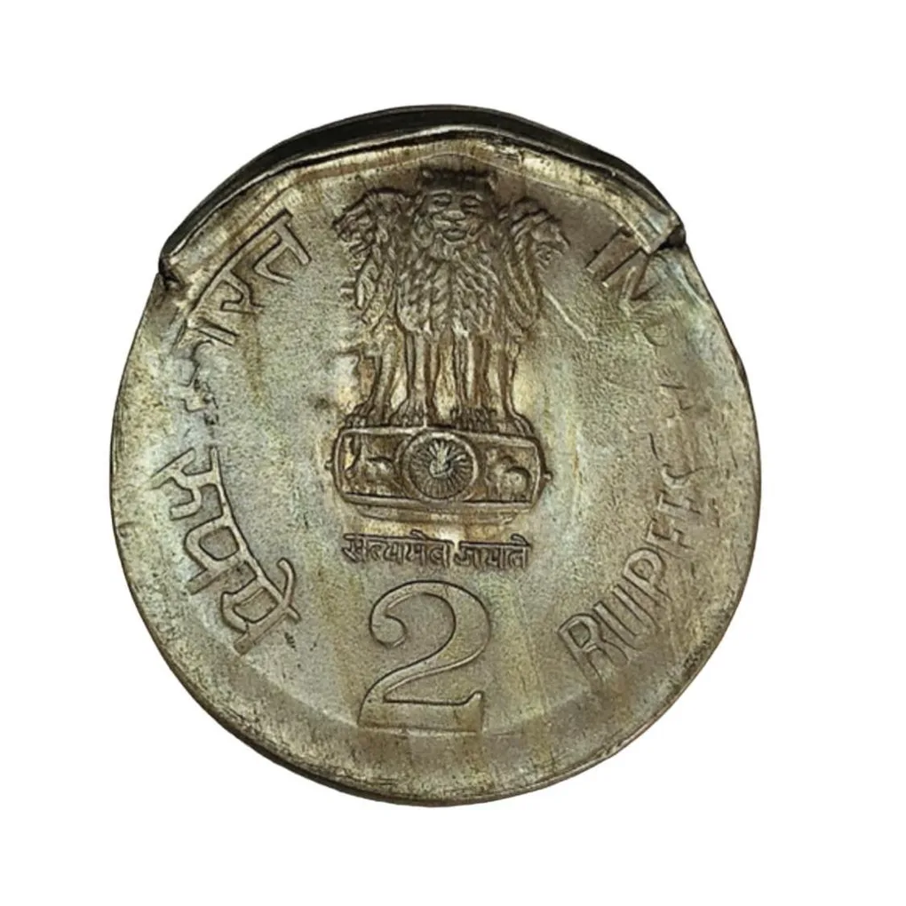 Rs 2 Copper Nickel Massive Error Multiple Strike 1999 Issue National Integration Unique and Rare