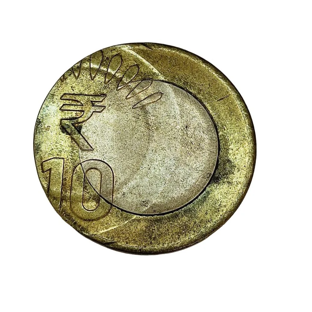 Rs 10 India Coin Error Massive Off Center Strike Unique and Rare Very Unique