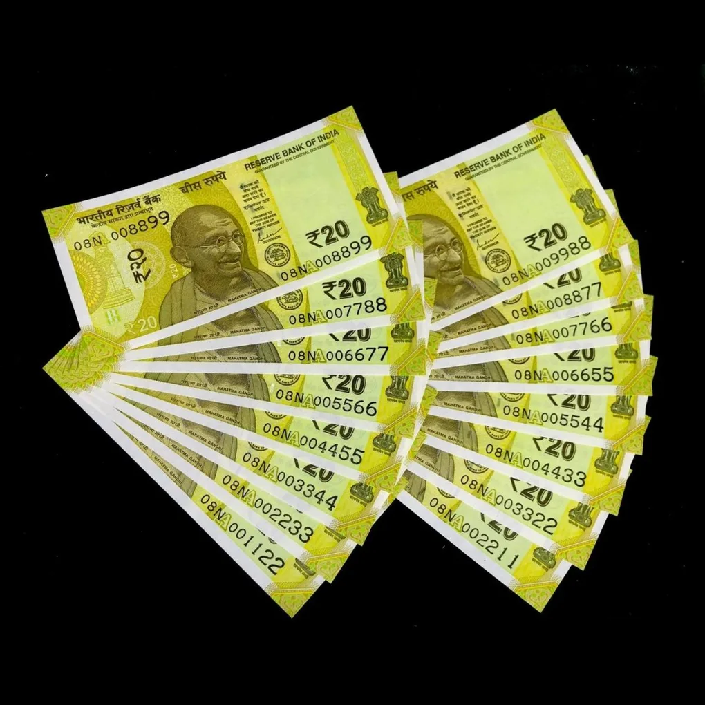 Rs 20 India Banknote Fancy Number 001122 to 009988 Gem UNC Set Same Prefix Unique
