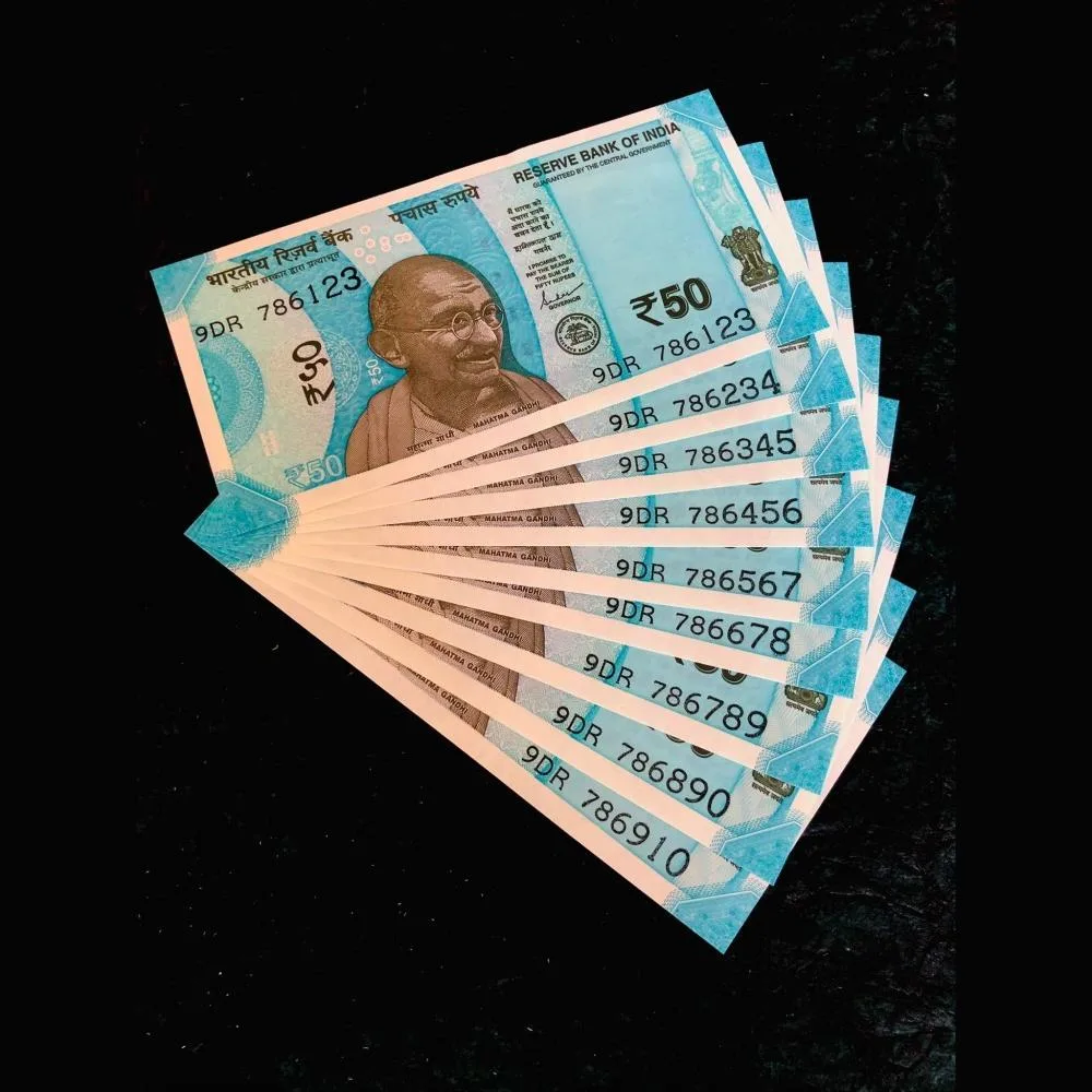 Rs 50 Issue India Banknote Fancy Set 786123 TO 786910 Gem Unc Unique Set