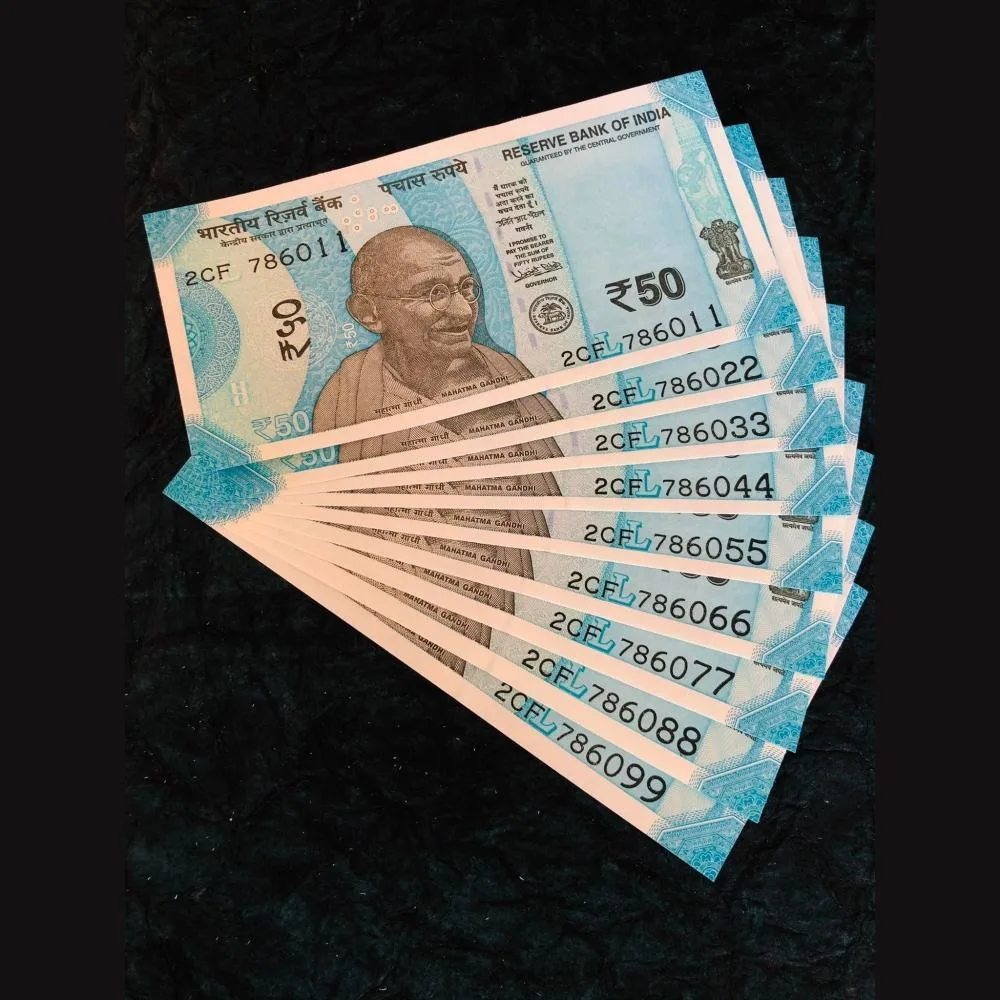 Rs 50 Issue India Banknote Fancy Set 786011 to 786099 Gem Unc Unique Set