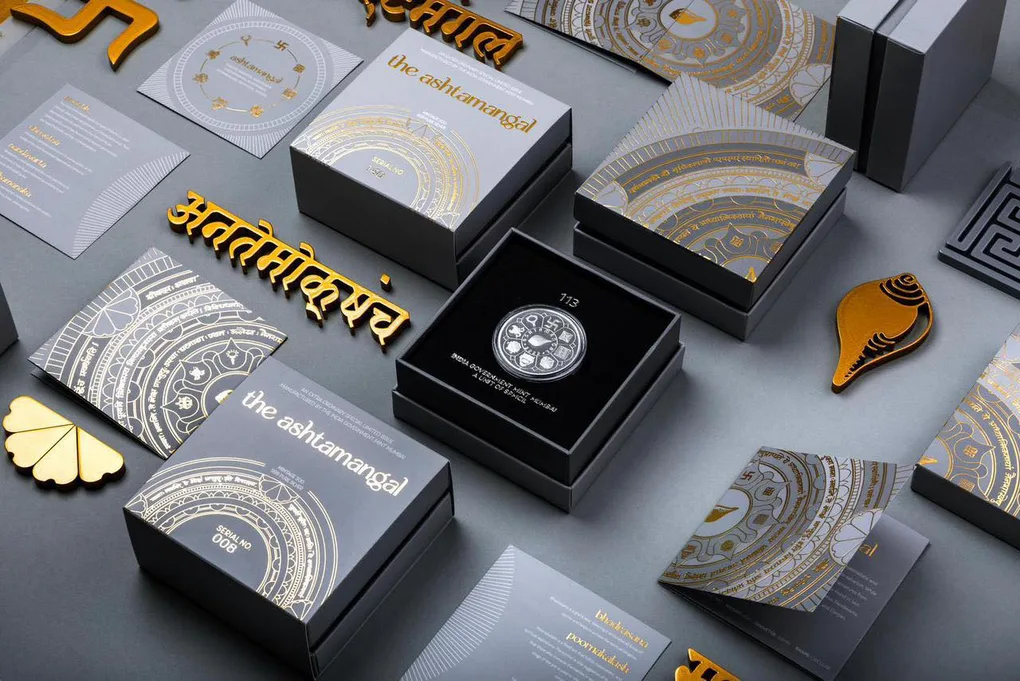 An Extra Ordinary Special Limited Issue Of India Government Mint Mumbai The Ashtamangal 999 Pure Silver