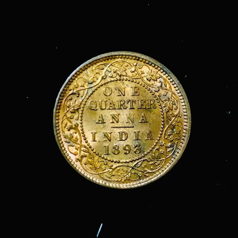 1 Quarter Anna Copper Victoria Empress Issue 1893 Rare