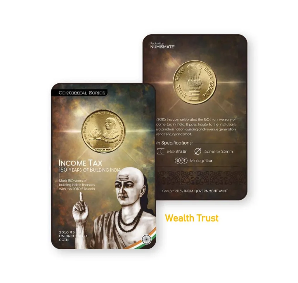 Rs 5 India Government Issue Income Tax Single Coin Blister Pack