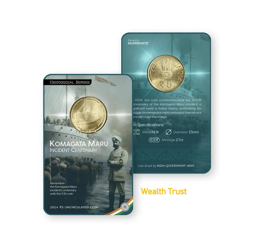 Rs 5 India Government Issue Komagatha Maru Coin Blister Pack