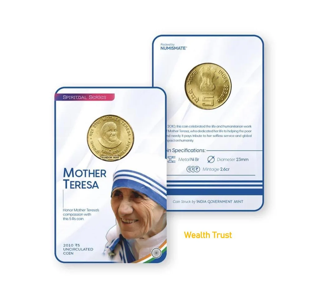 Rs 5 India Government Issue Mother Teresa Coin Blister Pack