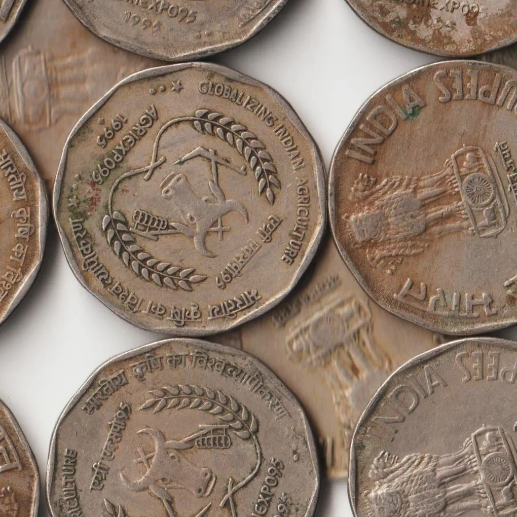 Five Coins Set of 2 Rupees 1995 Copper-Nickel Coin of Commemorative issue Globalizing Indian Agriculture - Agriexpo 95 Republic India Coins