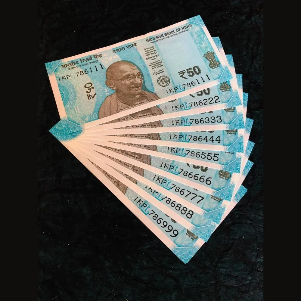 Rs 50 Issue India Banknote Fancy Set 786111 TO 786999 Gem Unc Unique Set