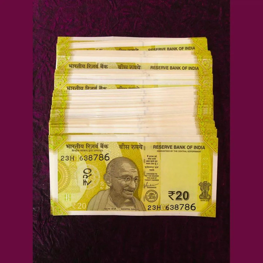 Rs 20 India Banknote Latest Issue Ending 786 Issues 100 Notes Gem Unc Unique and Rare