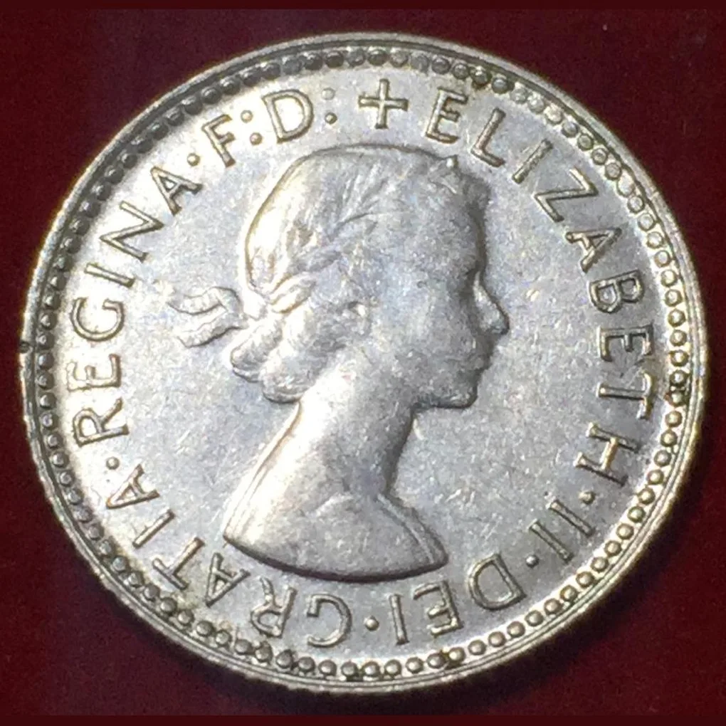 1960 Australia 6 Pence - Elizabeth II with "F:D:" Silver Coin Top Condition #N233