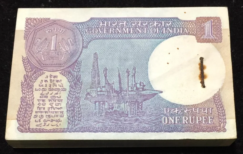 1 Rupees 1992 Governer Mantek Singh Seriel packet