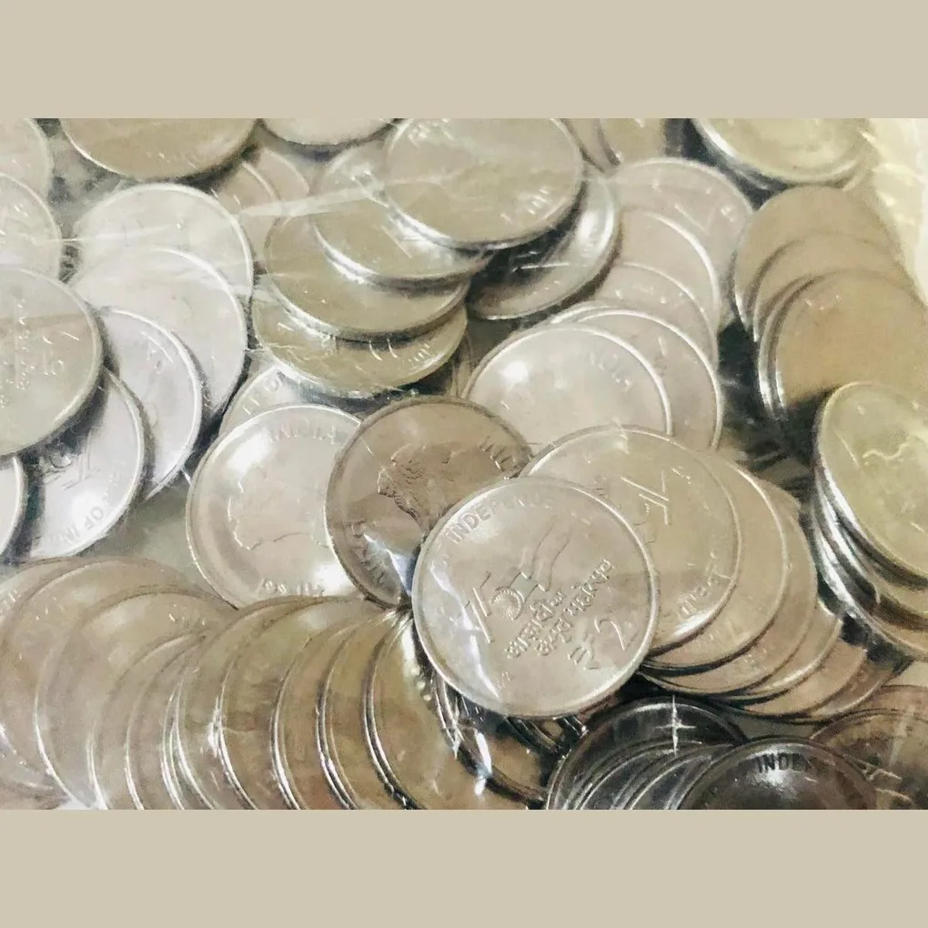 Rs 2 RBI 100 Coin Seal 75 Year Of Independence Packet Republic India Issue 2022 Mumbai Mint