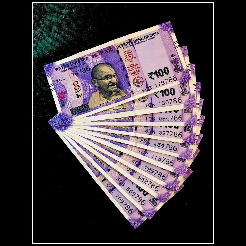 Rs 100 India Banknote New Pattern Issue 10 Note Set Ending 786 Unc Unique and Rare