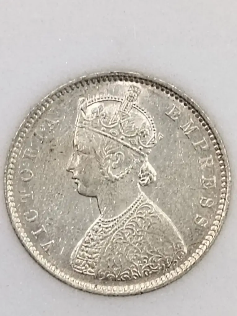 Rare Half Rupee 1899 Graded in MS 64 Grade Victoria Queen British India Silver Coin