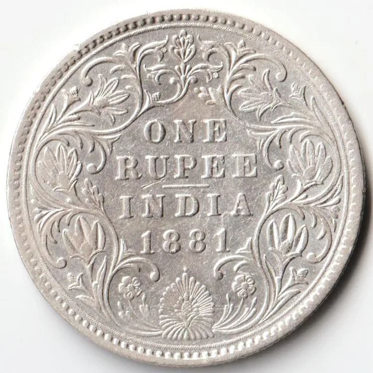 Extremely Rare 1 Rupee 1881 of Victoria Empress Dot Varity Silver British India Coin of Bombay Mint