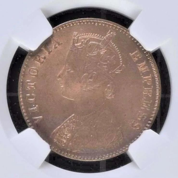 1897 Victoria 1/4 Ruppes British india coin with NGC Grading MS 64 Rare coin
