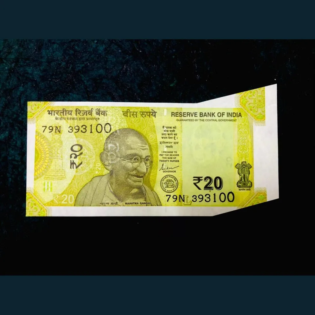 Rs 20 India Banknote Error Massive Extra Paper Butterfly Error Very Unique Latest Issue