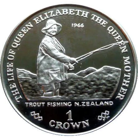 Gibraltar 1 Crown - Elizabeth II Queen Mother Trout Fishing 2002 Gem Unc With First Day Cover Mint