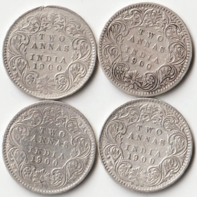Rare Two Anna 1900 Silver Coin of Victoria Empress British India Coiange Randomly Single Coin given from a Lot