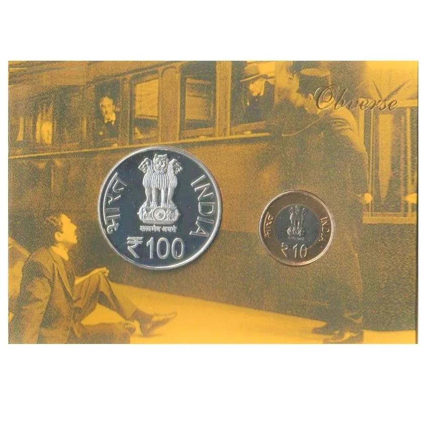 UNC Set 100 and 10 Rupees India celebrates centenary of Mhatma Gandhi’s return from South Africa Coin