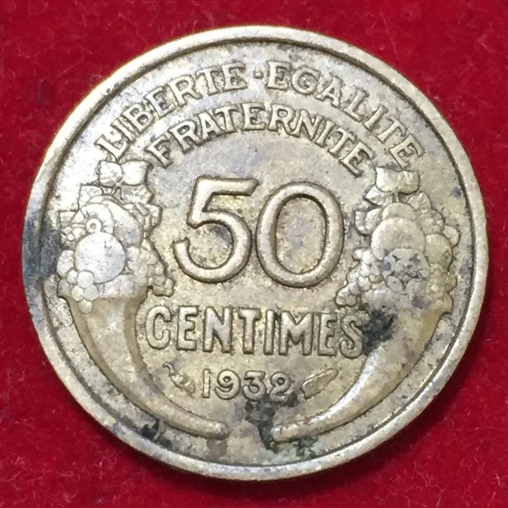 1932 France 50 Centimes Rare Coin Lowest Price #N175