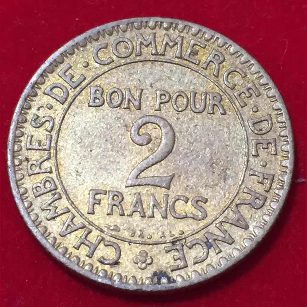 France 2 Francs Chambers of Commerce 1922 Rare Coin Lowest Price #B125