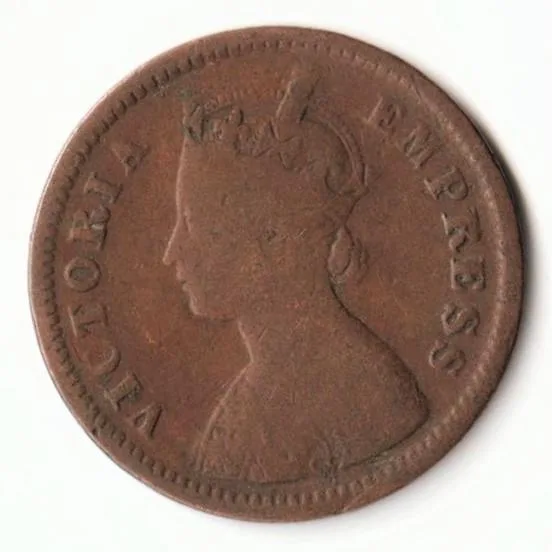 Extremely Rare 1/2 Pice 1885 Copper Coin of Victoria Empress Standard Circulation Coin of British India