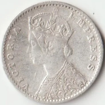 XF Grade Two Anna 1901 Silver Coin of Victoria Empress British India Collectible Coins