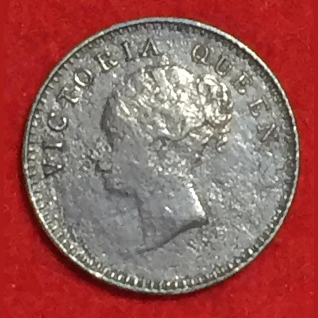 1841 India - British 2 Annas - Victoria Silver Continues Type Coin #Z- 83