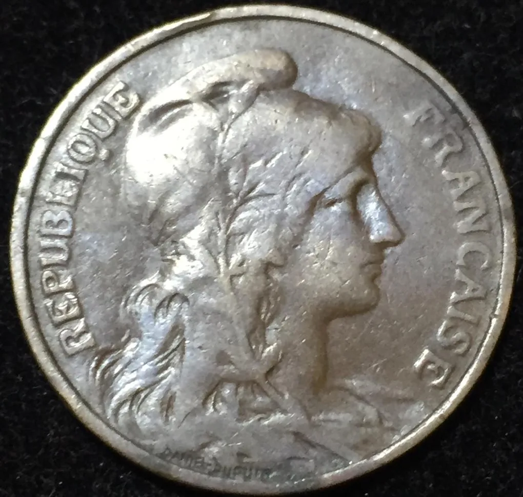 1911 France 5 Centimes Rare Coin #V80