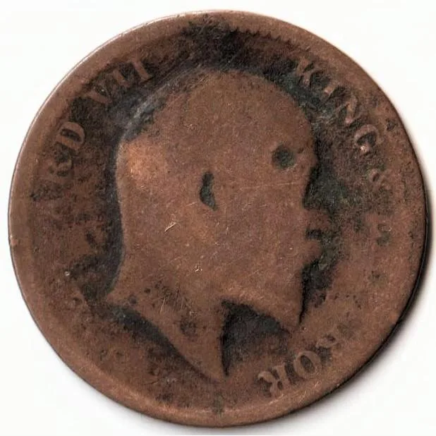 Rare 1/4 Quarter Anna 1908 Bronze Coin Of Edward VII British India Coinage