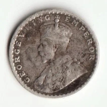2 Anna 1917 Silver Coin of King George V British India Coinage