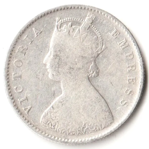 Rare Half Rupee 1892 of Calcutta Mint of Victoria Empress Collectible British India Silver Coin