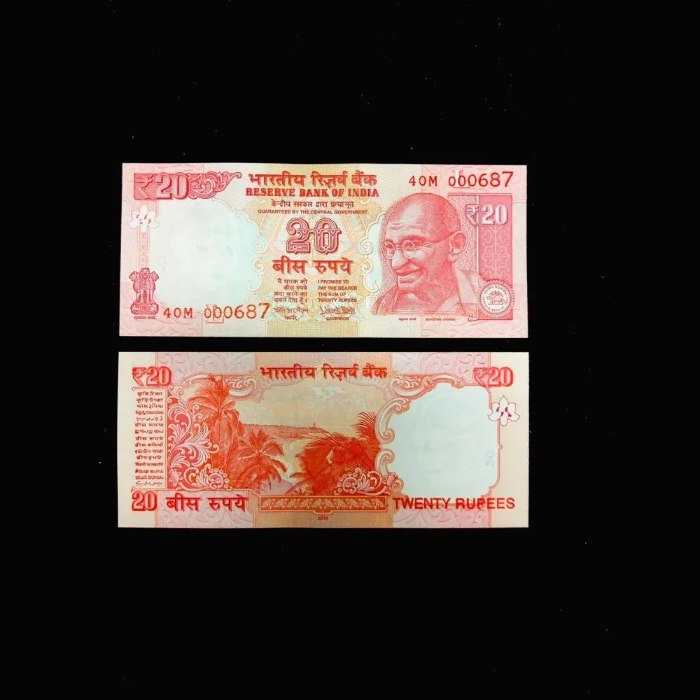 Rs 20 India Banknote Solid Fancy Number 000687 Telescope Issue Gem Unc Unique and Rare