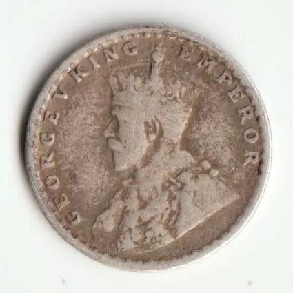 2 Anna 1917 Silver Coin of King George V British India Coinage