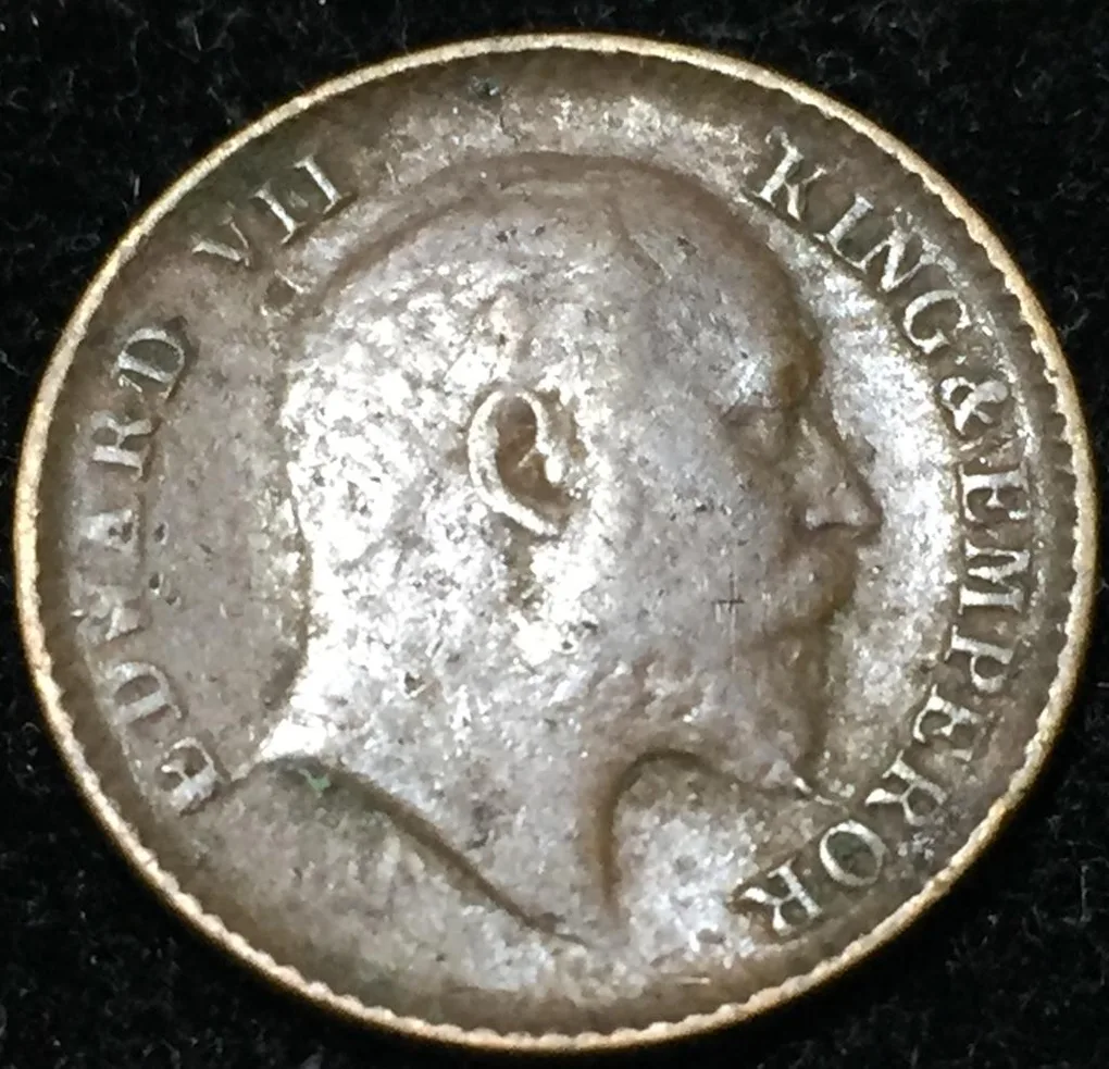1908 India - British ¹⁄₁₂ Anna - Edward VII Rare Lowest Price Coin #V159