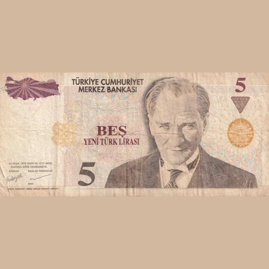 Turkey 5 New Lira Bank Note Lowest Price