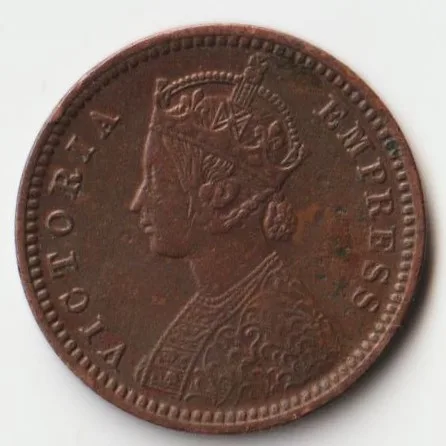 Extremely Rare and Fine 1/12 Anna 1890 Copper Coin of Victoria Empress British India Coinage
