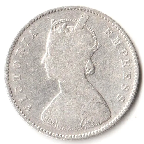 Rare Half Rupee 1896 of Calcutta Mint of Victoria Empress Collectible British India Silver Coin