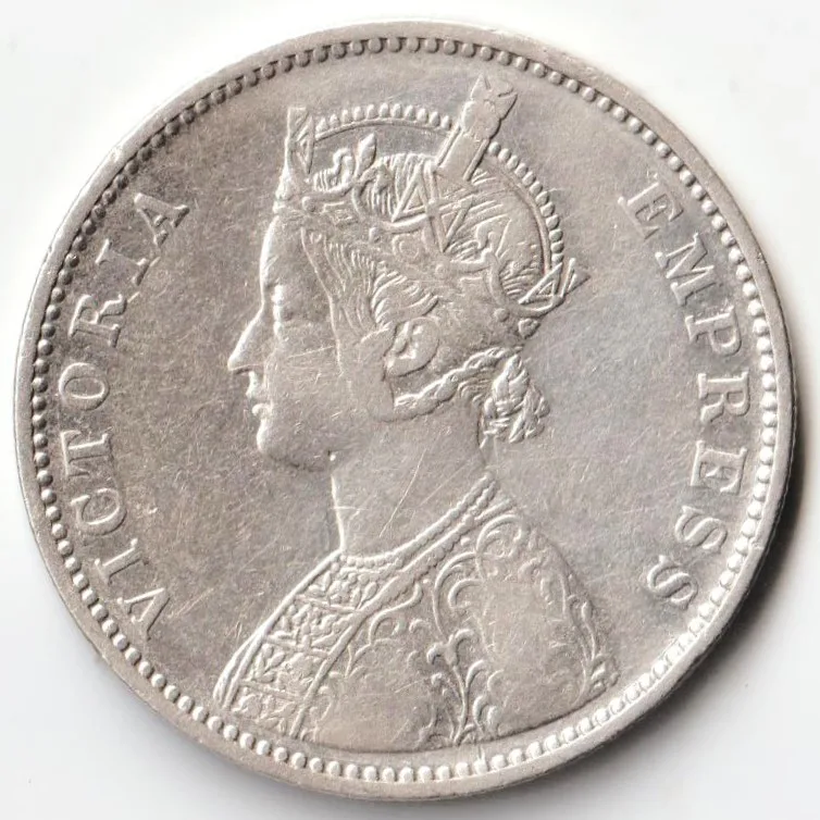 Extremely Rare 1 Rupee 1881 of Victoria Empress Dot Varity Silver British India Coin of Bombay Mint