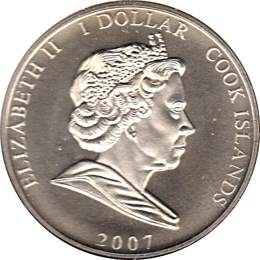 Cook Islands 1 Dollar - Elizabeth II Diamond Wedding Anniversary 2007 Gem Unc With First Day Cover