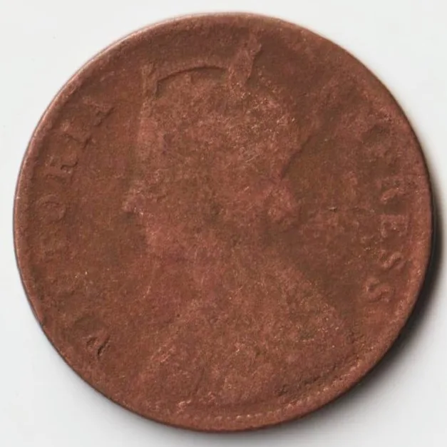 Extremely Rare One Quarter Anna 1893 Copper Coin of Queen Victoria British India Coinage